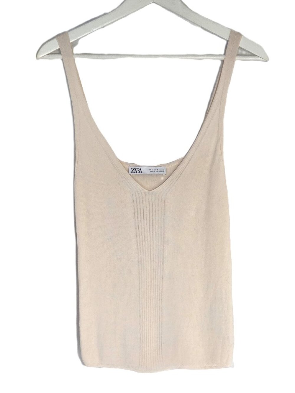 Zara cream blush ribbed tank top